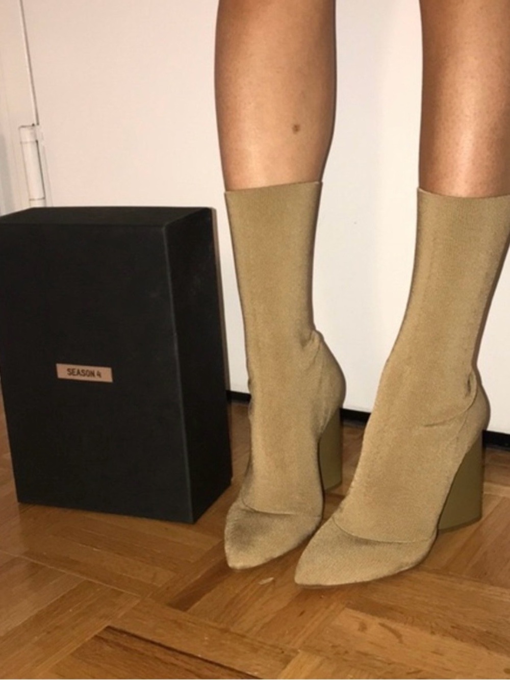 Yeezy Tan Stretch Sock Ankle Boots